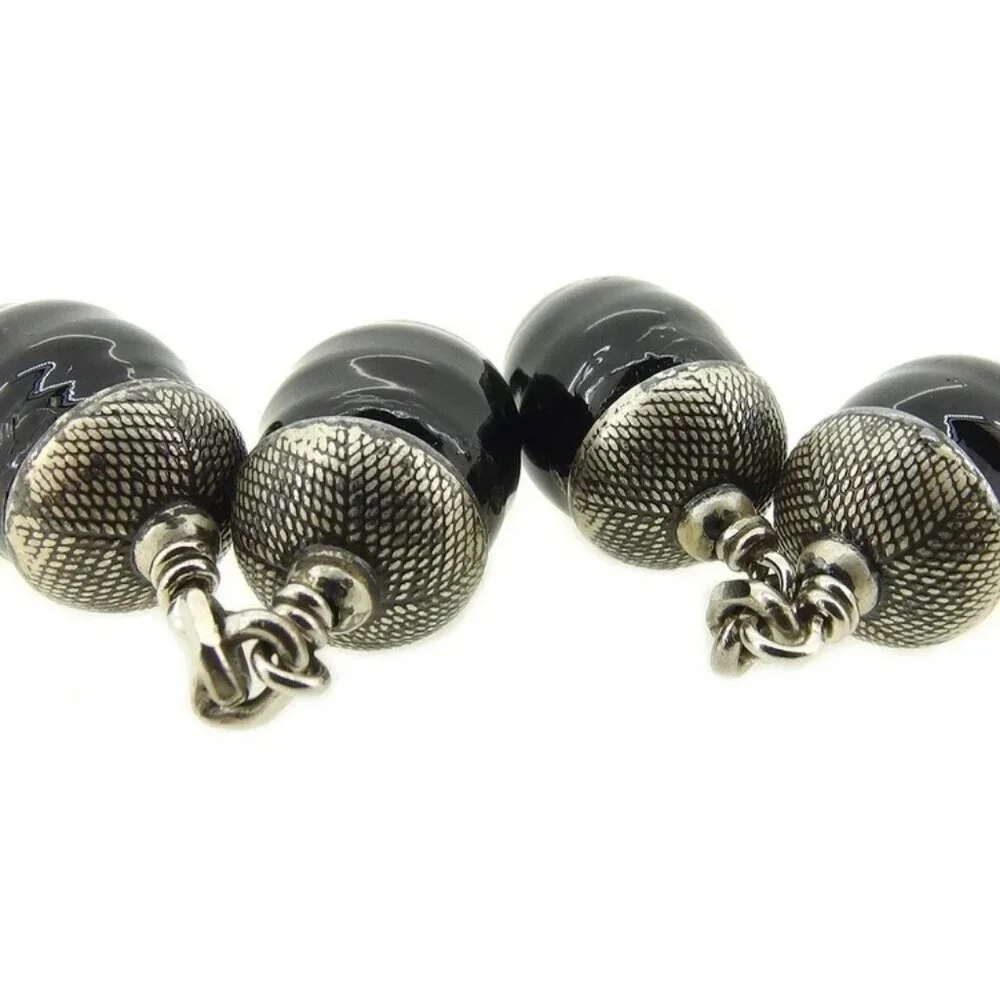 CHANEL cuffs Silver black Women Authentic secondhand